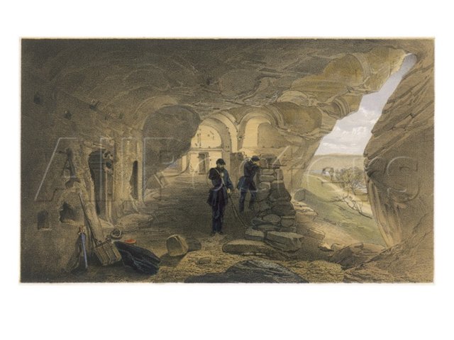 Excavated Church in the Caverns at Inkerman (Looking West- Ретро фото Севастополя